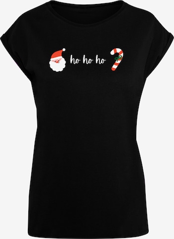 F4NT4STIC Shirt 'Ho Ho Ho Weihnachten' in Black: front