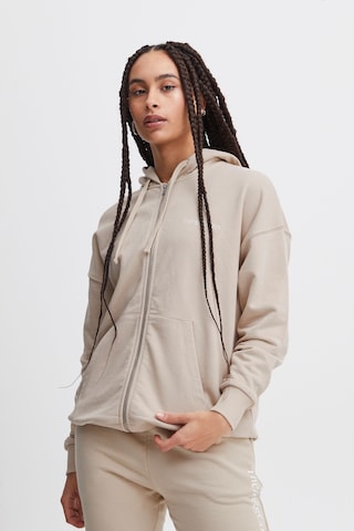 The Jogg Concept Athletic Zip-Up Hoodie in Beige: front