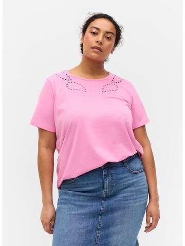 Zizzi T-Shirt 'Camryn' in Pink: predná strana