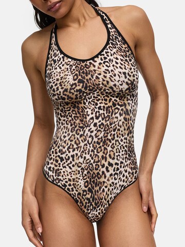 Body modellante 'Neckholder Shapewear mit String' di cfab (formerly creamy fabrics) in marrone