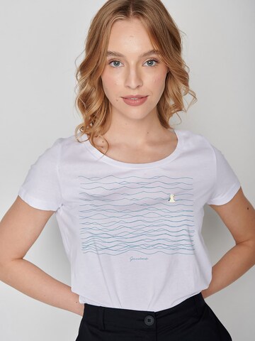 GREENBOMB Shirt 'Animal Seagull Waves' in White