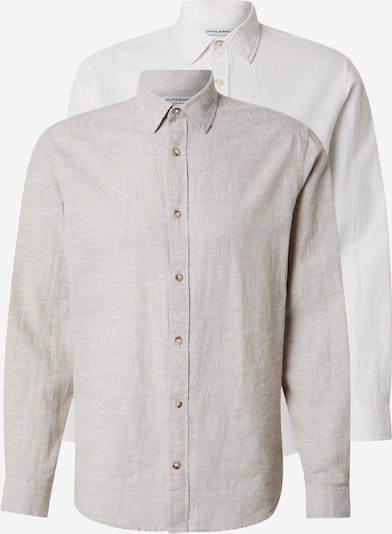 JACK & JONES Paita 'JJESUMMER' värissä beigenharmaa / valkoinen, Tuotenäkymä
