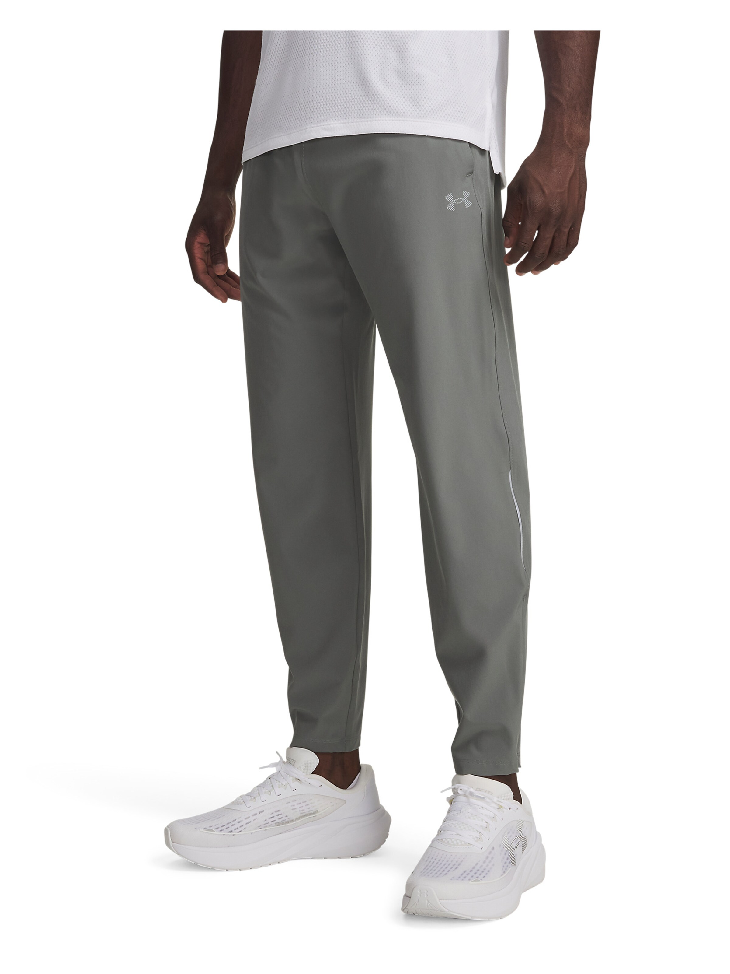 UNDER ARMOUR Tapered Sportbroek 'Velociti' in Grijs: voorkant