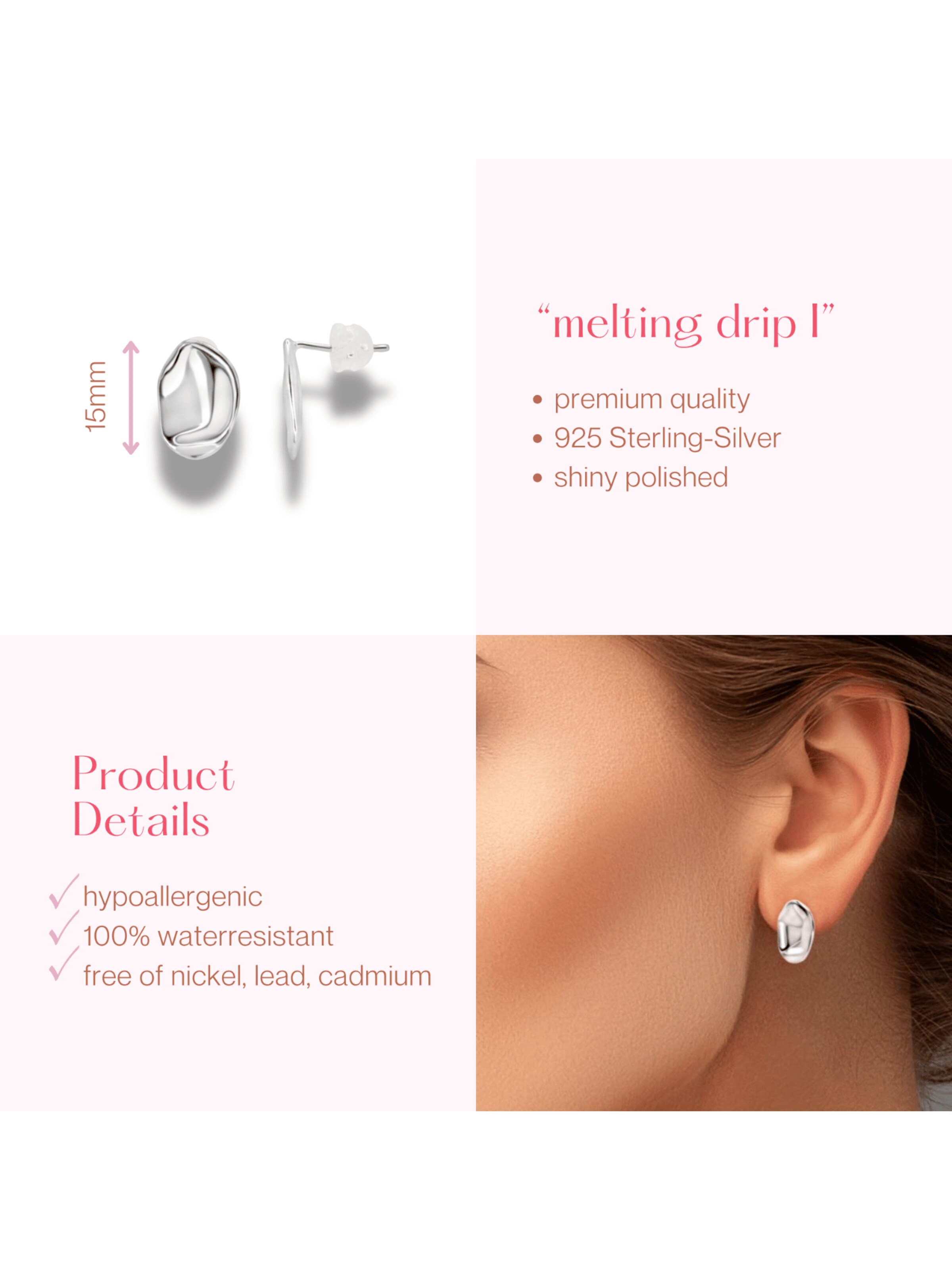 ARS-ARGENTI Earrings 'MELTING DRIP' in Silver