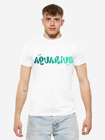 T-Shirt 'Sternzeichen Wassermann' Cotton Prime en blanc : devant