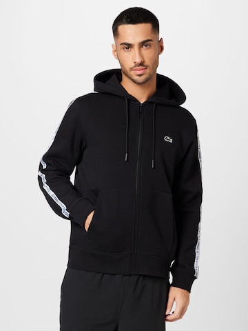 LACOSTE Zip-Up Hoodie in Black: front