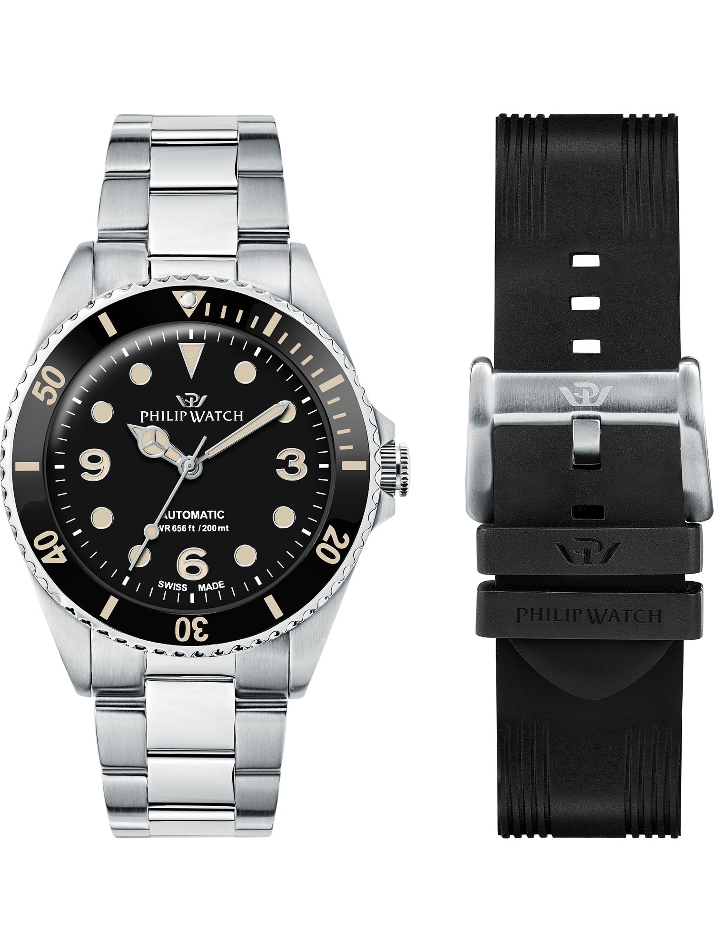 Philip Watch Philip Watch Herren-Uhren-Sets Analog Automatik ' ' in Silber: Vorderseite