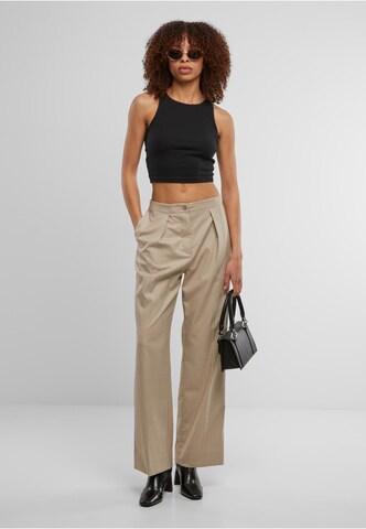 SECOND FEMALE Wide Leg Bundfaltenhose in Beige