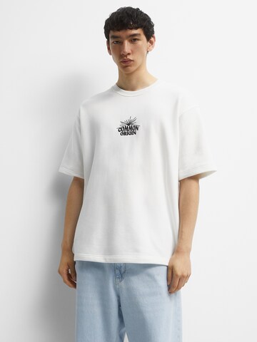 T-Shirt Pull&Bear en blanc : devant