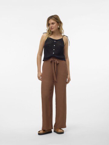 VERO MODA Wide leg Broek 'MELONY' in Bruin