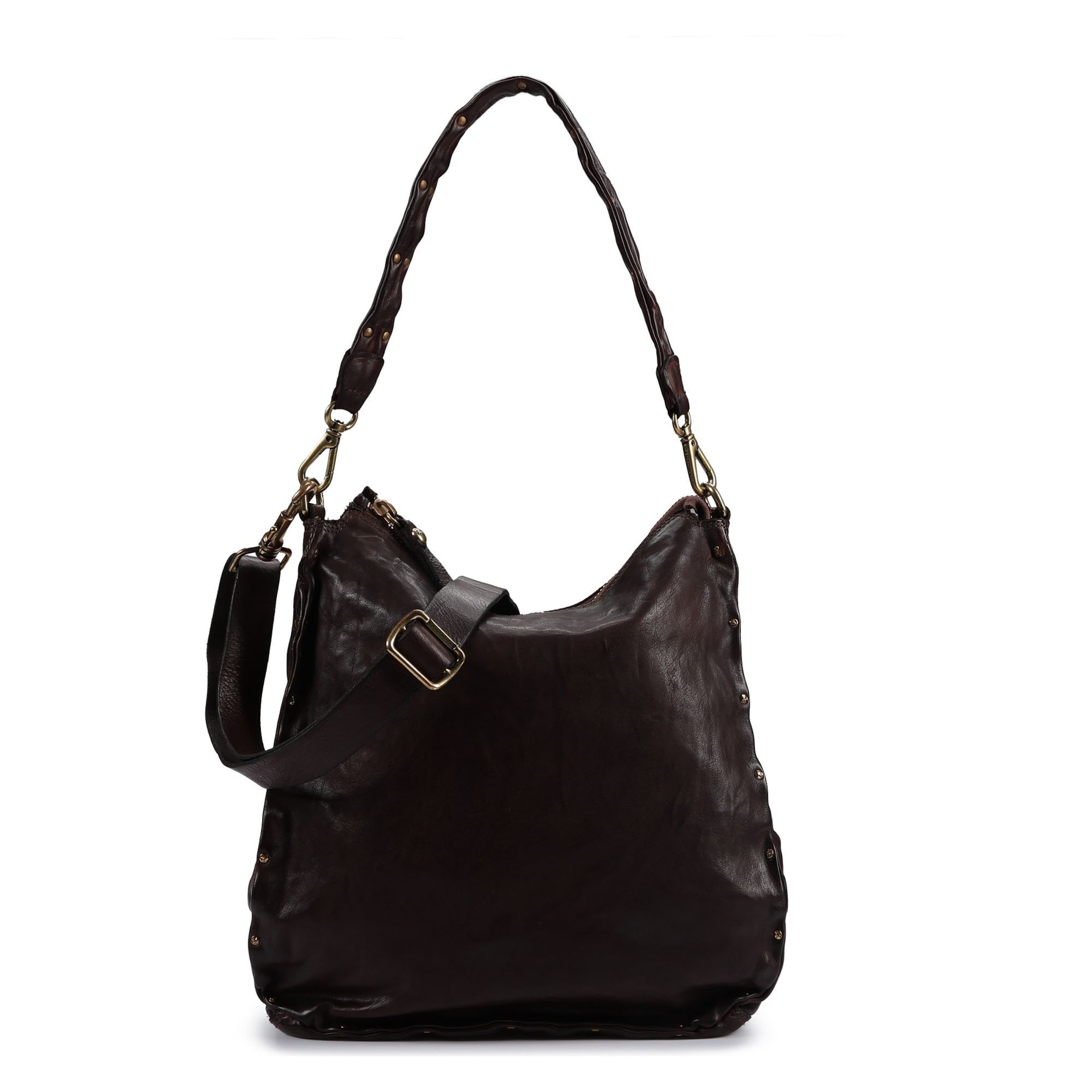 Borsa a spalla 'Siria' di Campomaggi in marrone: frontale