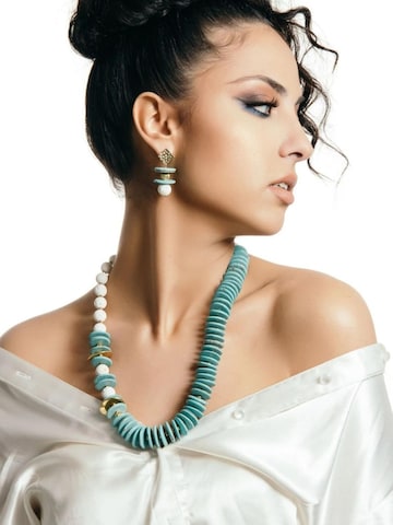 THE GEM STORIES JEWELRY Halsband 'Turquoise Rondelle and Lava Necklace' i blå