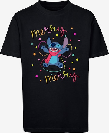 ABSOLUTE CULT T-Shirt 'Lilo And Stitch - Merry Rainbow' in Schwarz: predná strana