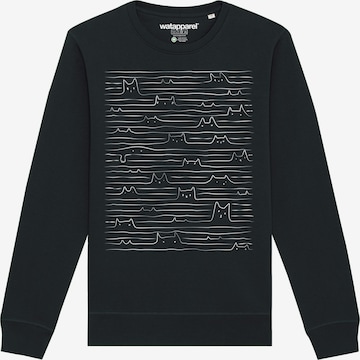 Watapparel Sweatshirt ' Doodle Cats ' in Zwart: voorkant