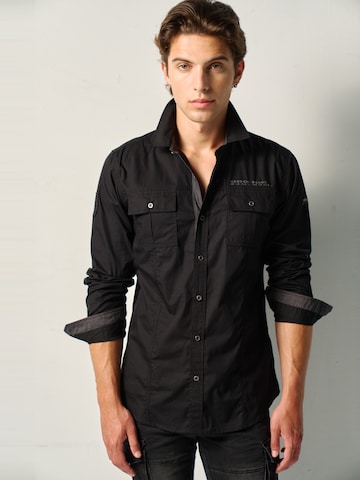 KOROSHI Slim Fit Skjorte i sort: forside