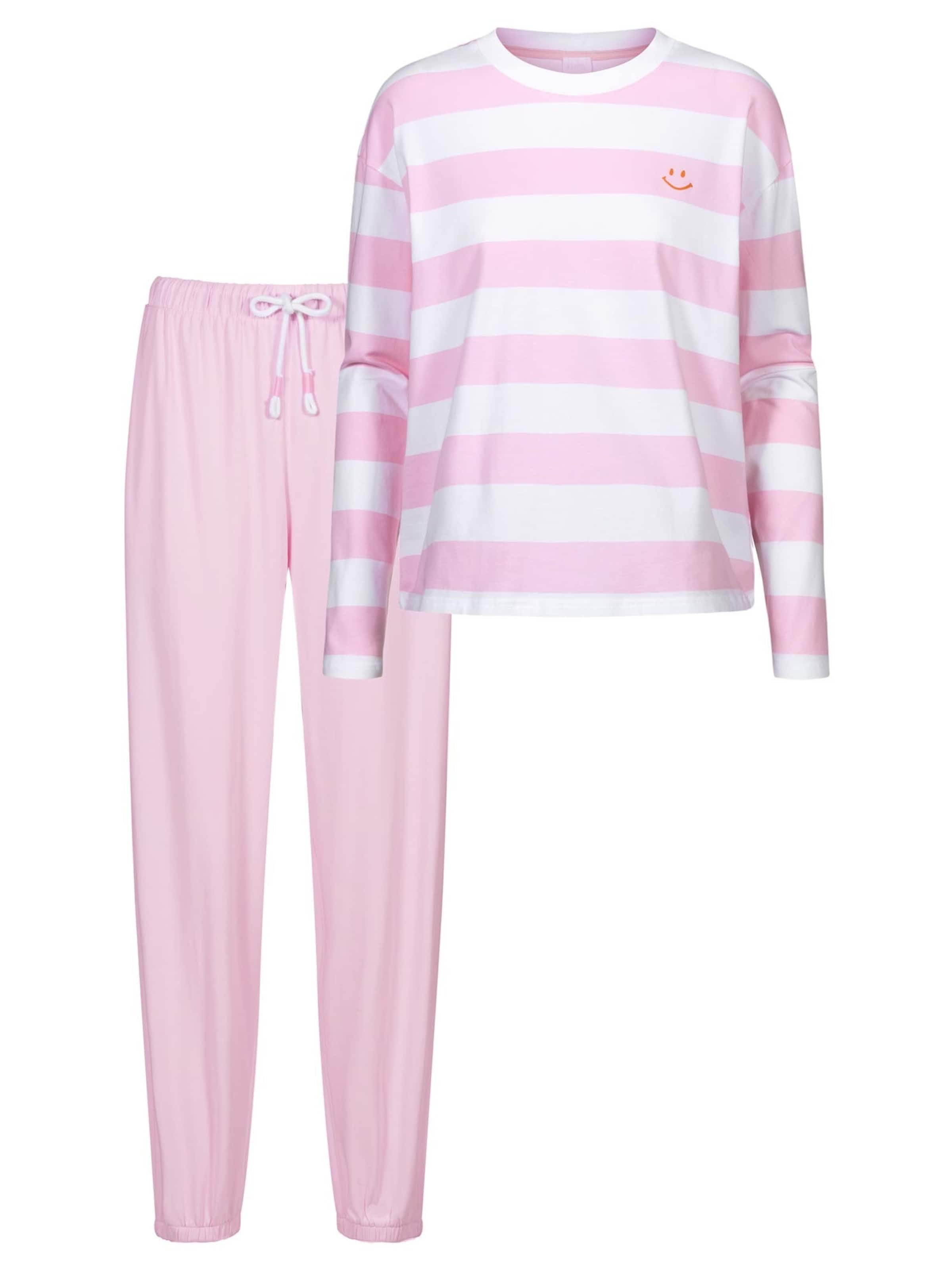 Mey Pyjama 'Streaked Lines'‌ in Pink: Vorderseite