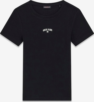 GUESS JEANS Тениска в черно: отпред