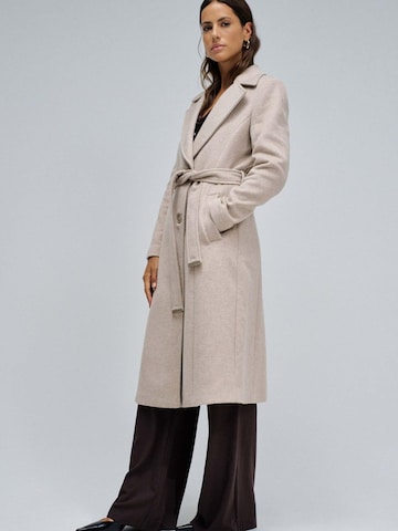 Salsa Jeans Wintermantel 'Long Wool Coat Faux Fur Belt' in Beige