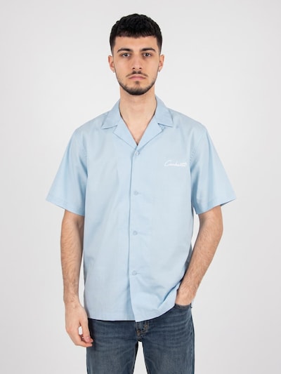 Carhartt WIP Chemise 'S/S Delray Shirt Icaria / White' en S en bleu clair, Vue avec produit