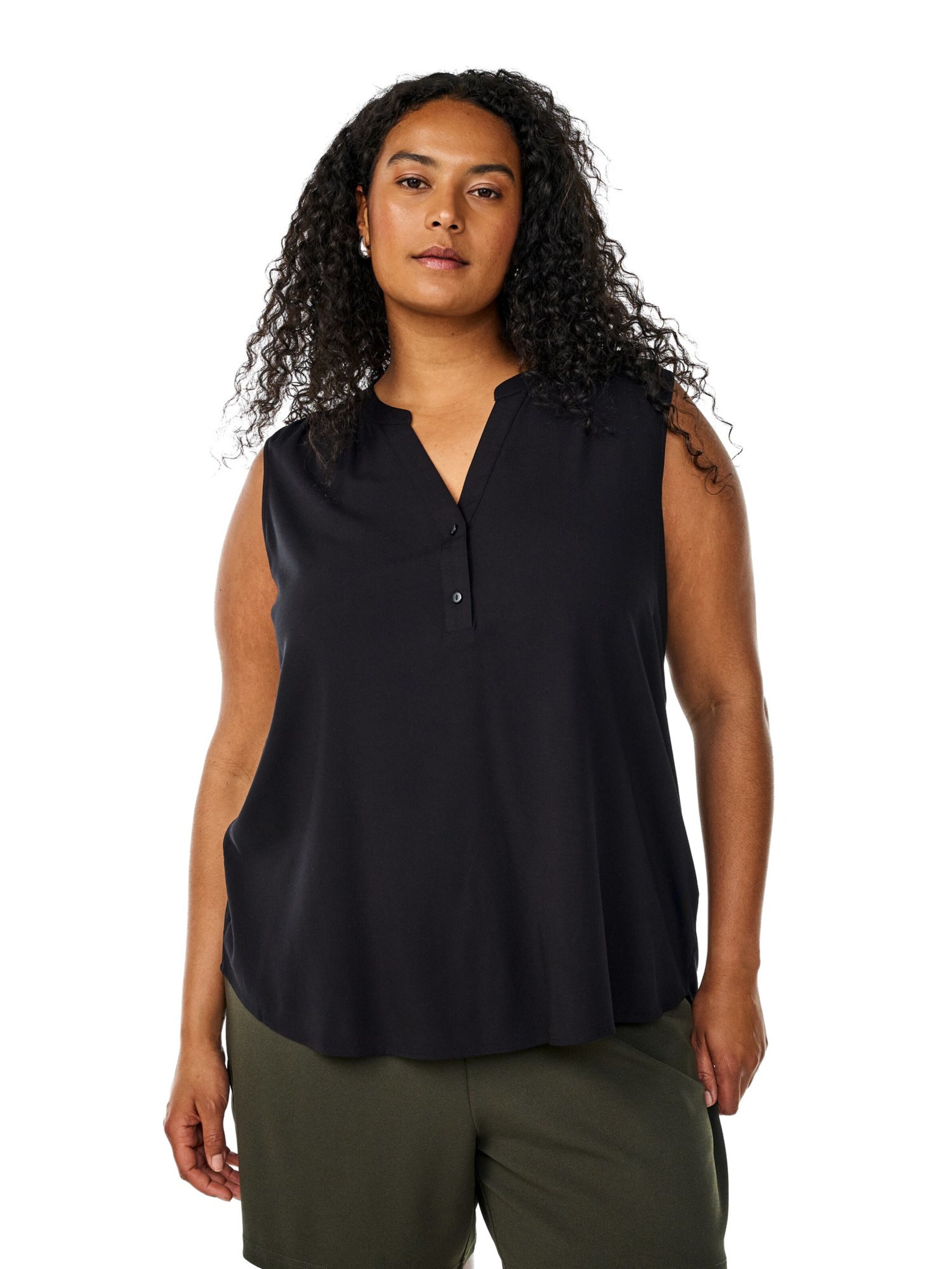 Flash by Zizzi Bluse 'Flenni' in Schwarz: Vorderseite