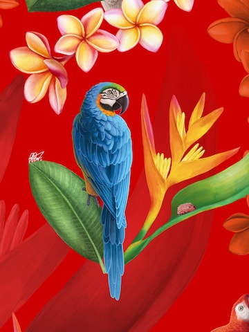Hawaiihemdshop.de Regular fit Overhemd 'Hawaiihemd "Flower Parrots"' in Rood