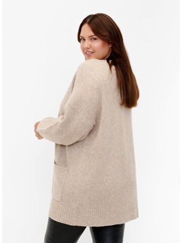 Zizzi Knit Cardigan 'MCOMFY' in Beige