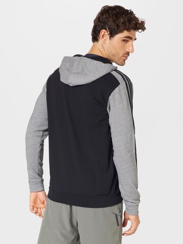 ADIDAS SPORTSWEAR Athletic Zip-Up Hoodie 'Essentials Mélange French Terry ' in Black