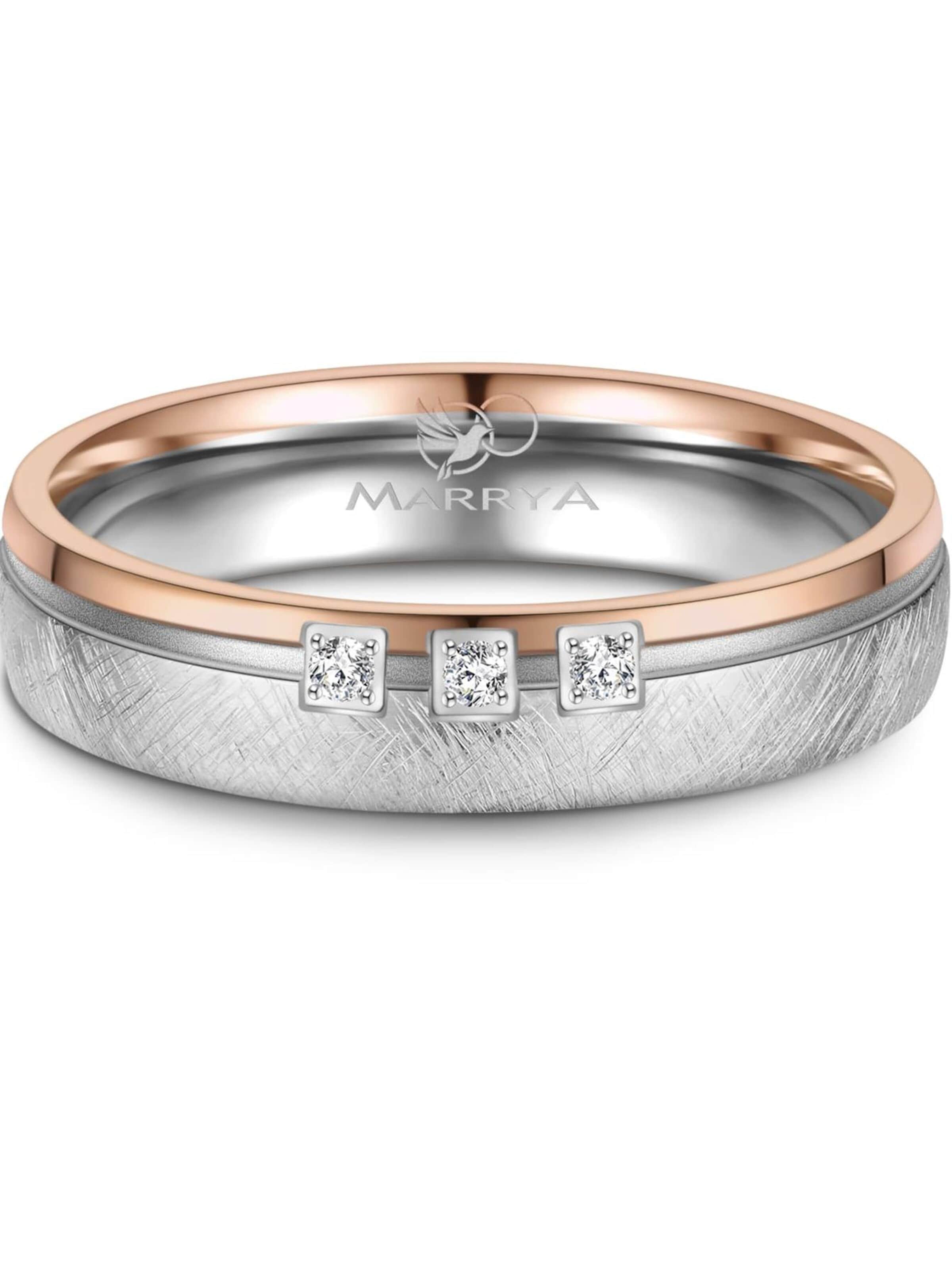 MARRYA Ring 'MARRYA ES-34 Ehering aus Edelstahl - Silberfarben & Rosé' i guld