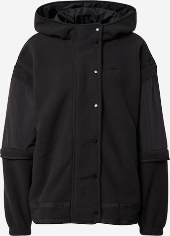 ADIDAS ORIGINALS Zip-Up Hoodie 'Polar Fleece' in Black: front