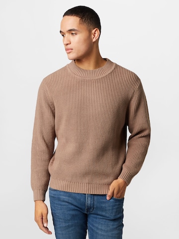 ABOUT YOU Sweater 'Aiden' in Brown: front