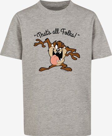 F4NT4STIC Shirt 'Looney Tunes Taz That's All Folks' in Grijs: voorkant