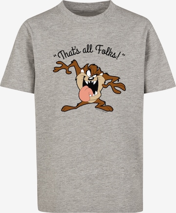 F4NT4STIC Shirt 'Looney Tunes Taz That's All Folks' in Grey: front