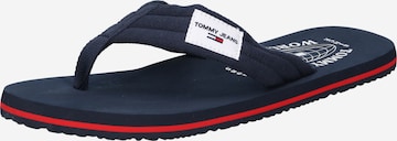 Tommy Jeans T-Bar Sandals in Blue: front