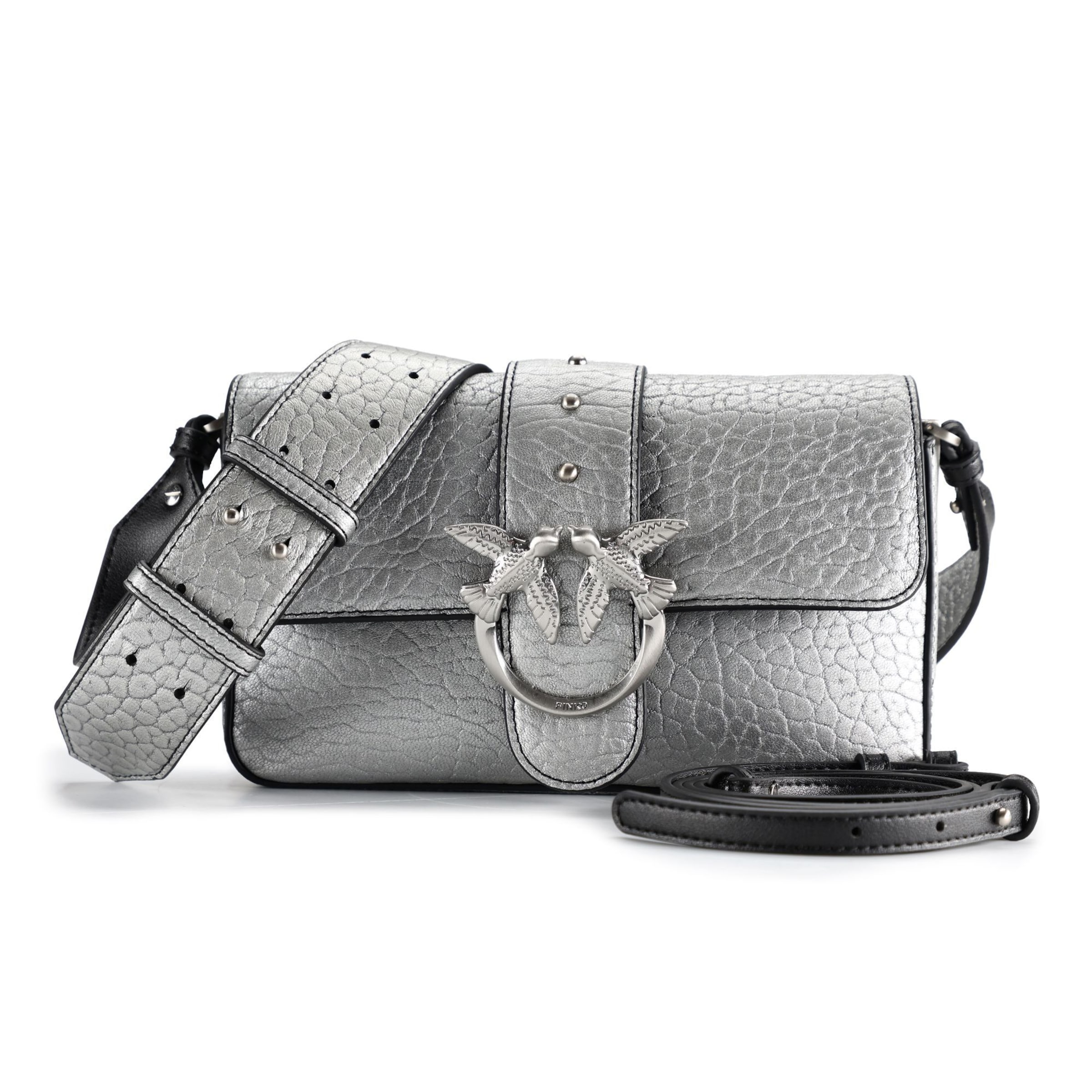 PINKO Crossbody Bag 'Love One' in Silver: front