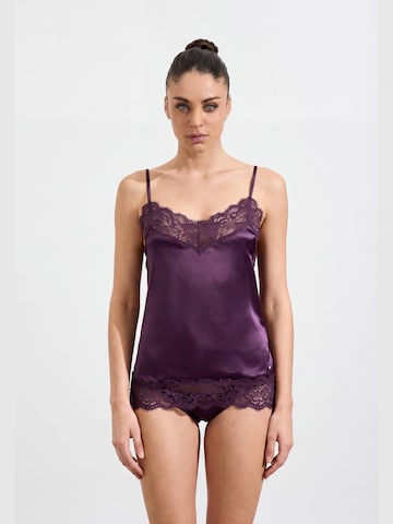 Ciocca Unterhemd 'Top Canotta Donna con Pizzo - Effetto Raso Tinta Unita'‌‌‌‌‌‌‌‌ in Lila