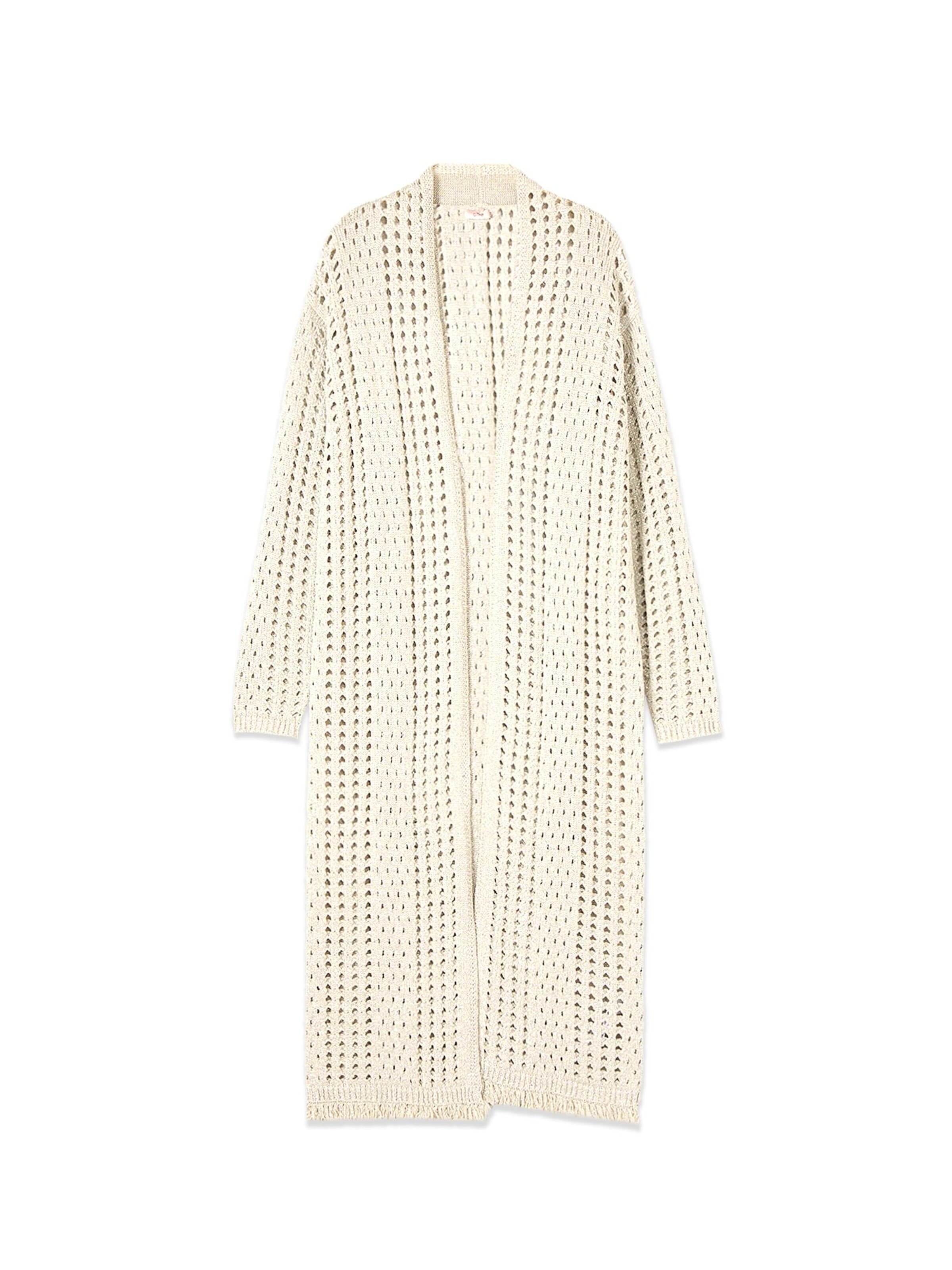 Cappotto in maglia di oltre in argento: frontale