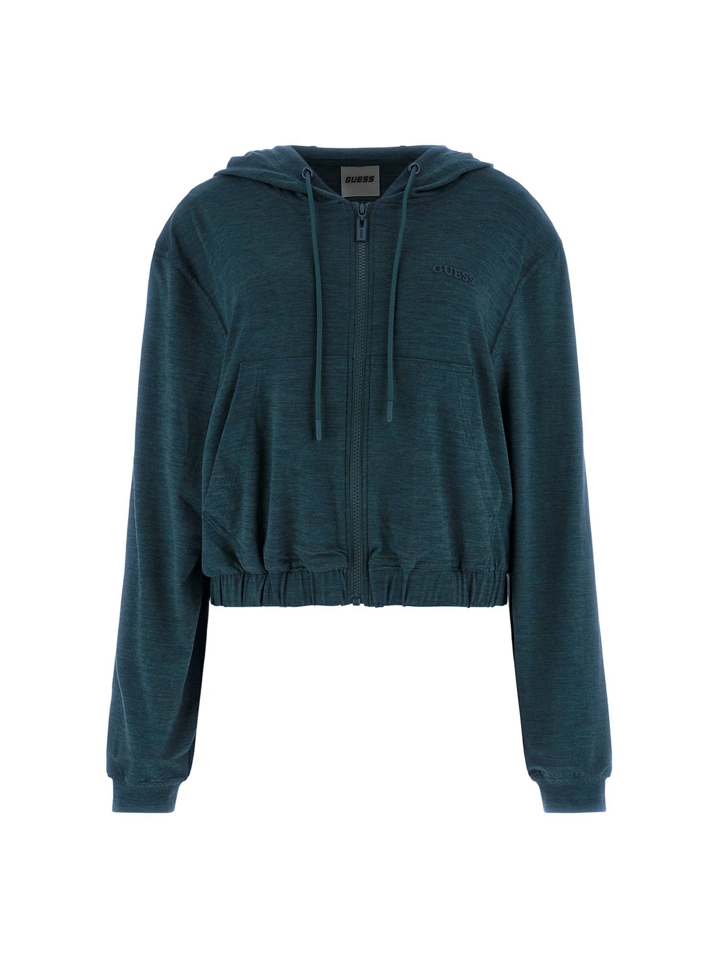 GUESS Zip-Up Hoodie in Green: front