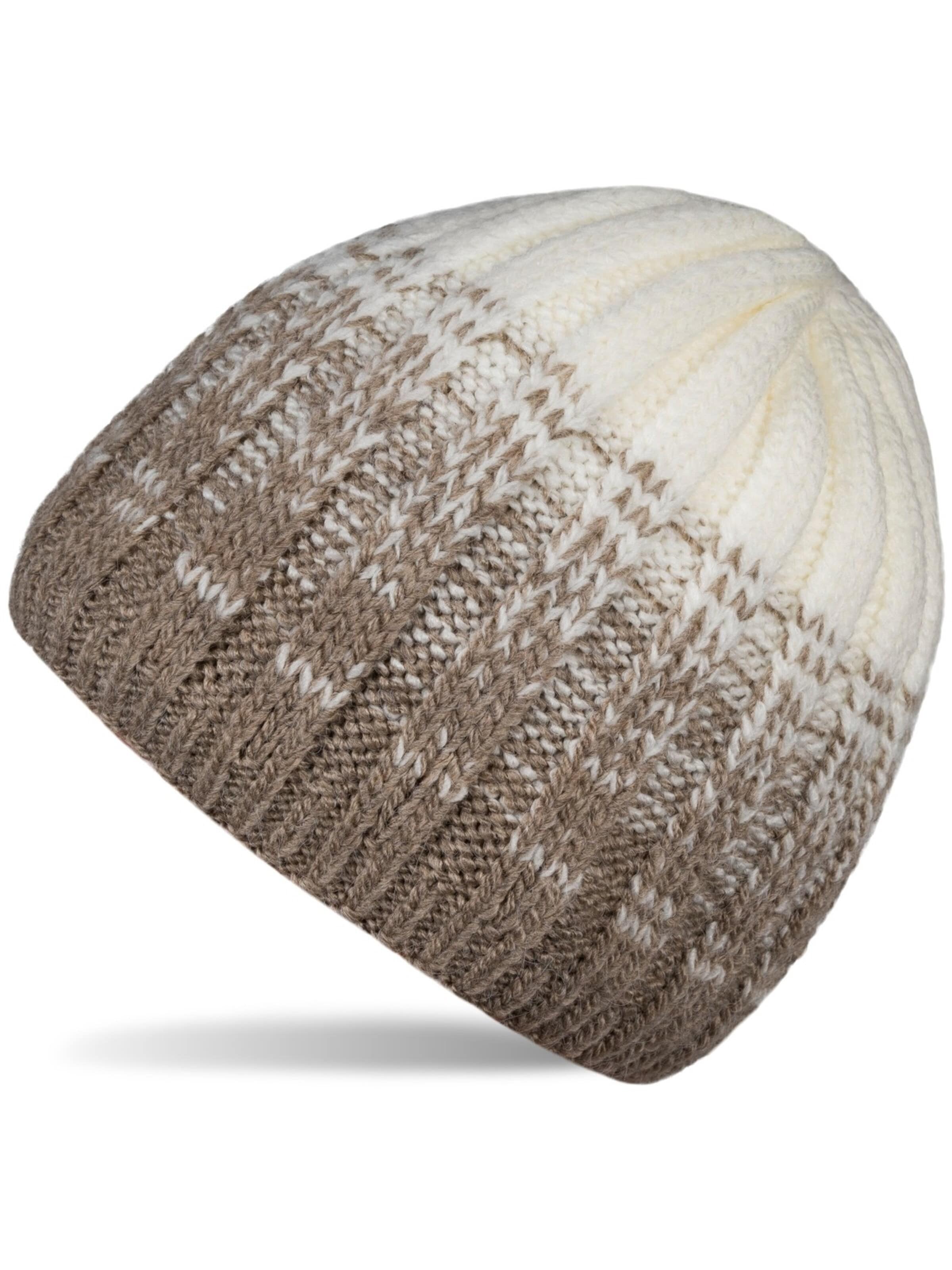 styleBREAKER Beanie 'Strickmütze Farbverlauf mit Thermo-Fleece' in Brown: front