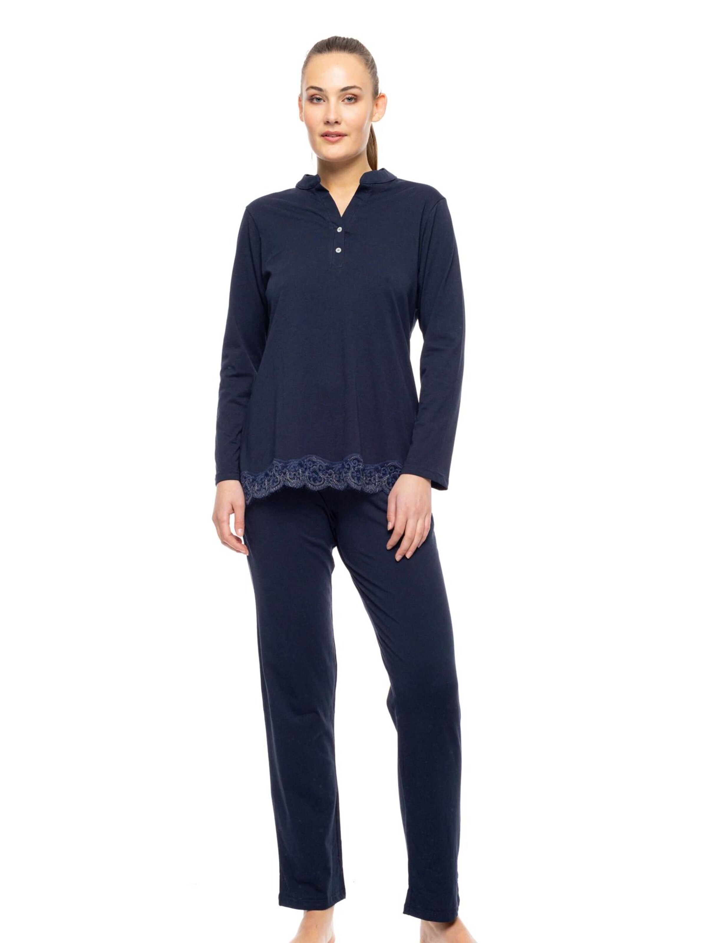Pink Label Πιτζάμα 'PYJAMA NIGHT LOVERS SOLID' σε μπλε: μπροστά