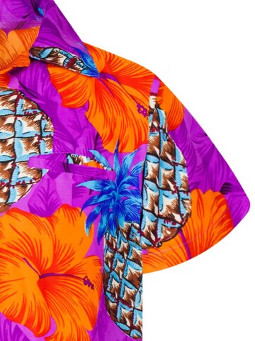 King Kameha Shirt 'Pineapple Hibiscus Shadow Line'‌ in Lila