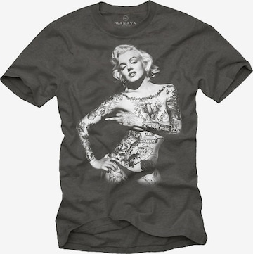 MAKAYA Shirt 'Marilyn Tattoo' in Grey: front