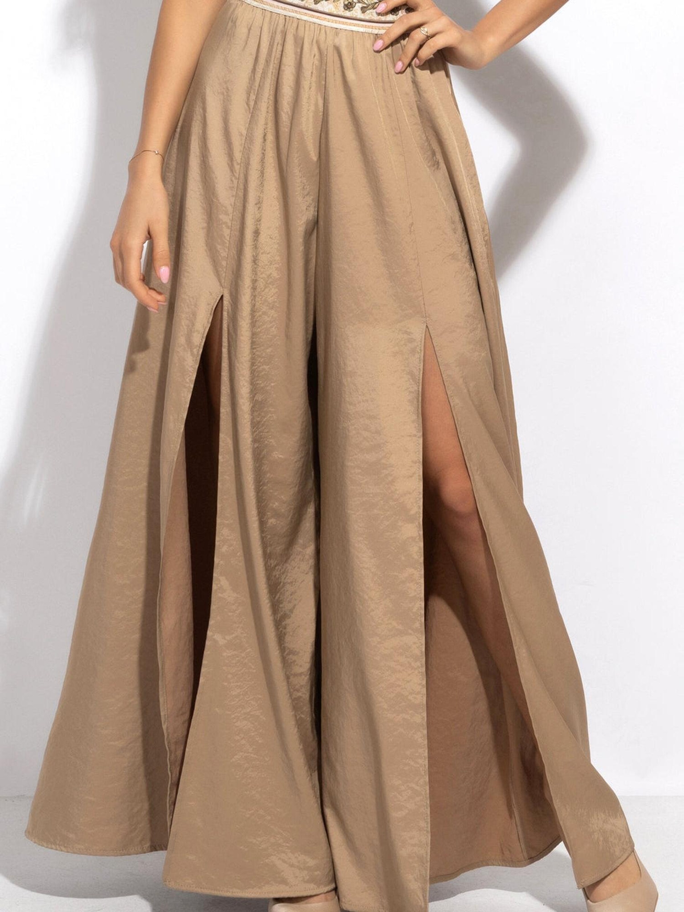 JIORO Wide leg Byxa 'ESSENTIALS' i beige