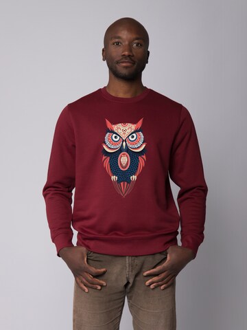 Watapparel Sweatshirt ' Colorful Owl ' in Rood: voorkant
