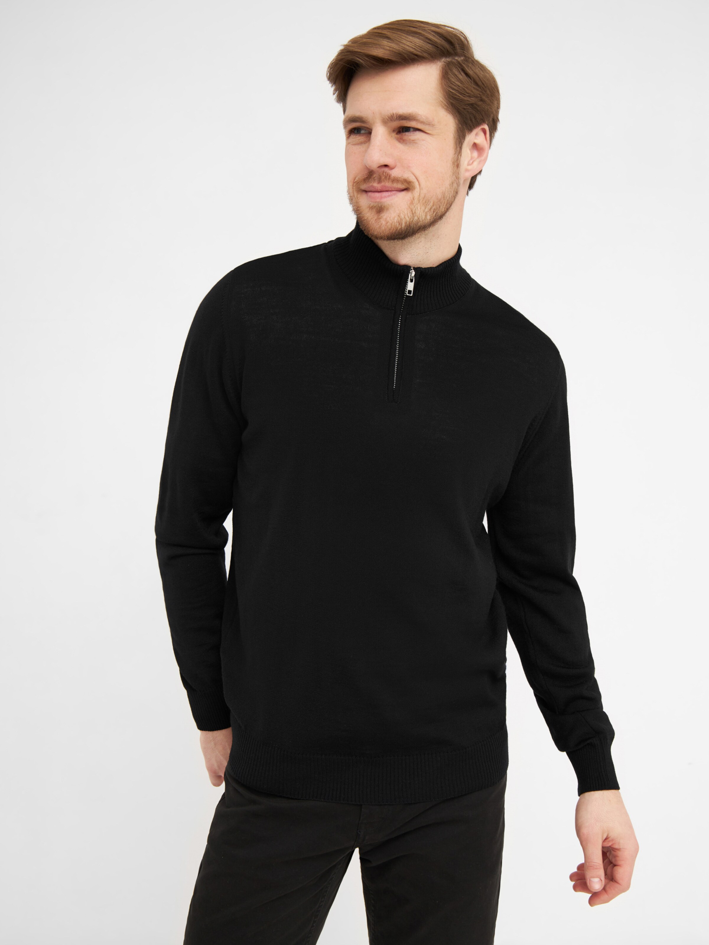 Männer Große Größen CLIPPER Pullover 'Milan' in Schwarz - HL92227