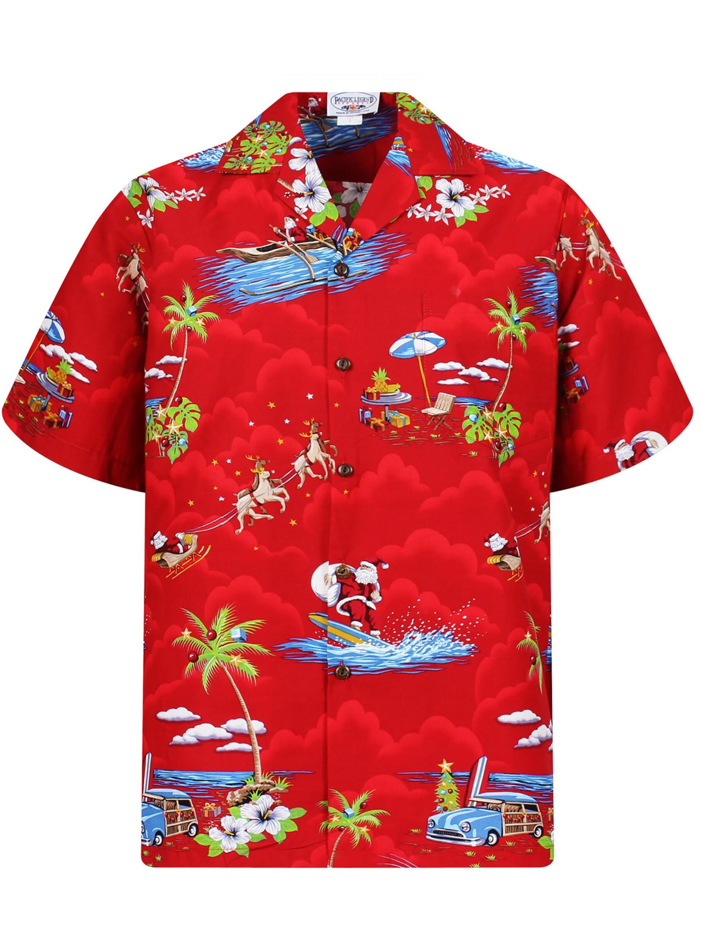 Camicia 'Christmas Allover' di Pacific Legend in rosso: frontale