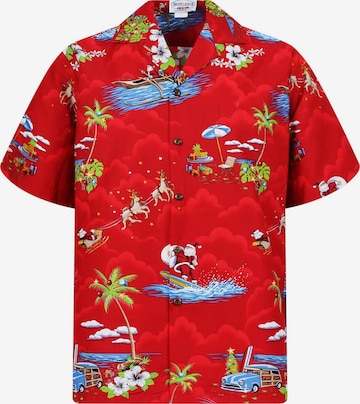 Camicia 'Christmas Allover' di Pacific Legend in rosso: frontale