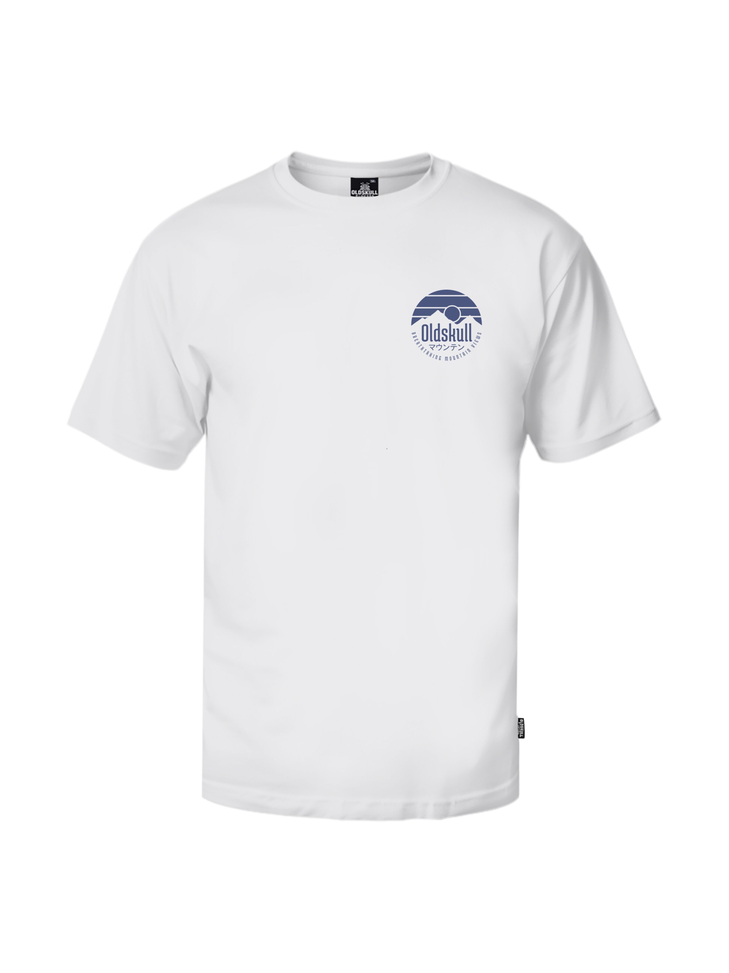 Oldskull Shirt 'Mountain' in Weiß: Vorderseite