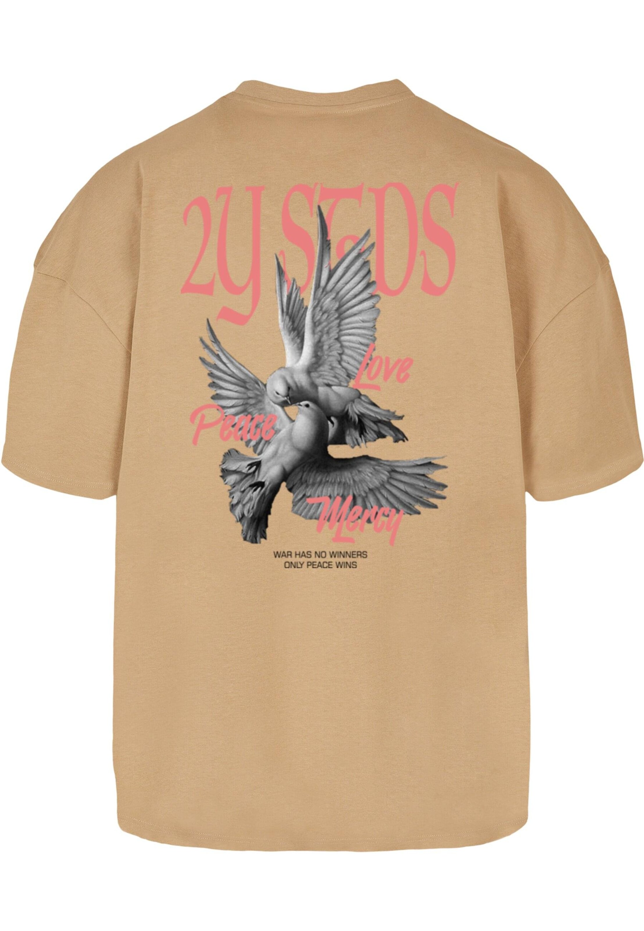Maglietta 'Peace Love Mercy' di 2Y Studios in beige