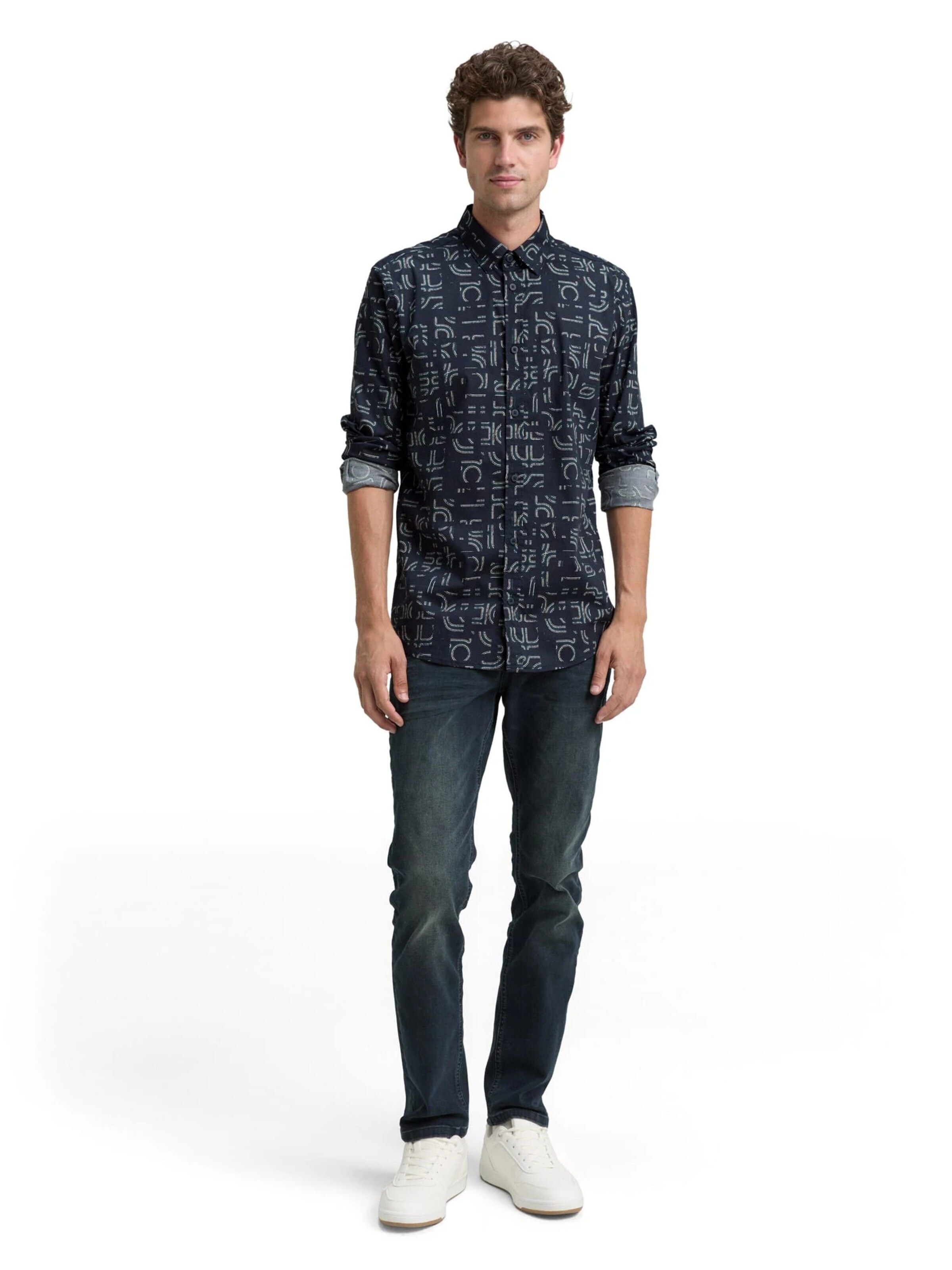 TOM TAILOR Comfort fit Button Up Shirt in Blue
