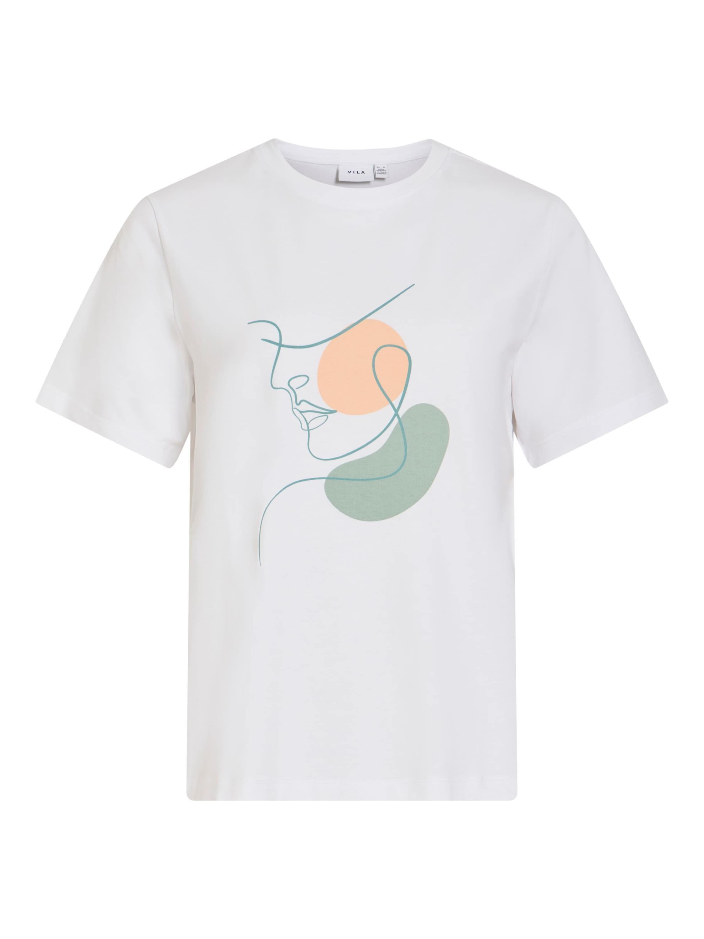 VILA T-Shirt 'VINORA' in blau / oliv / puder / weiß, Produktansicht